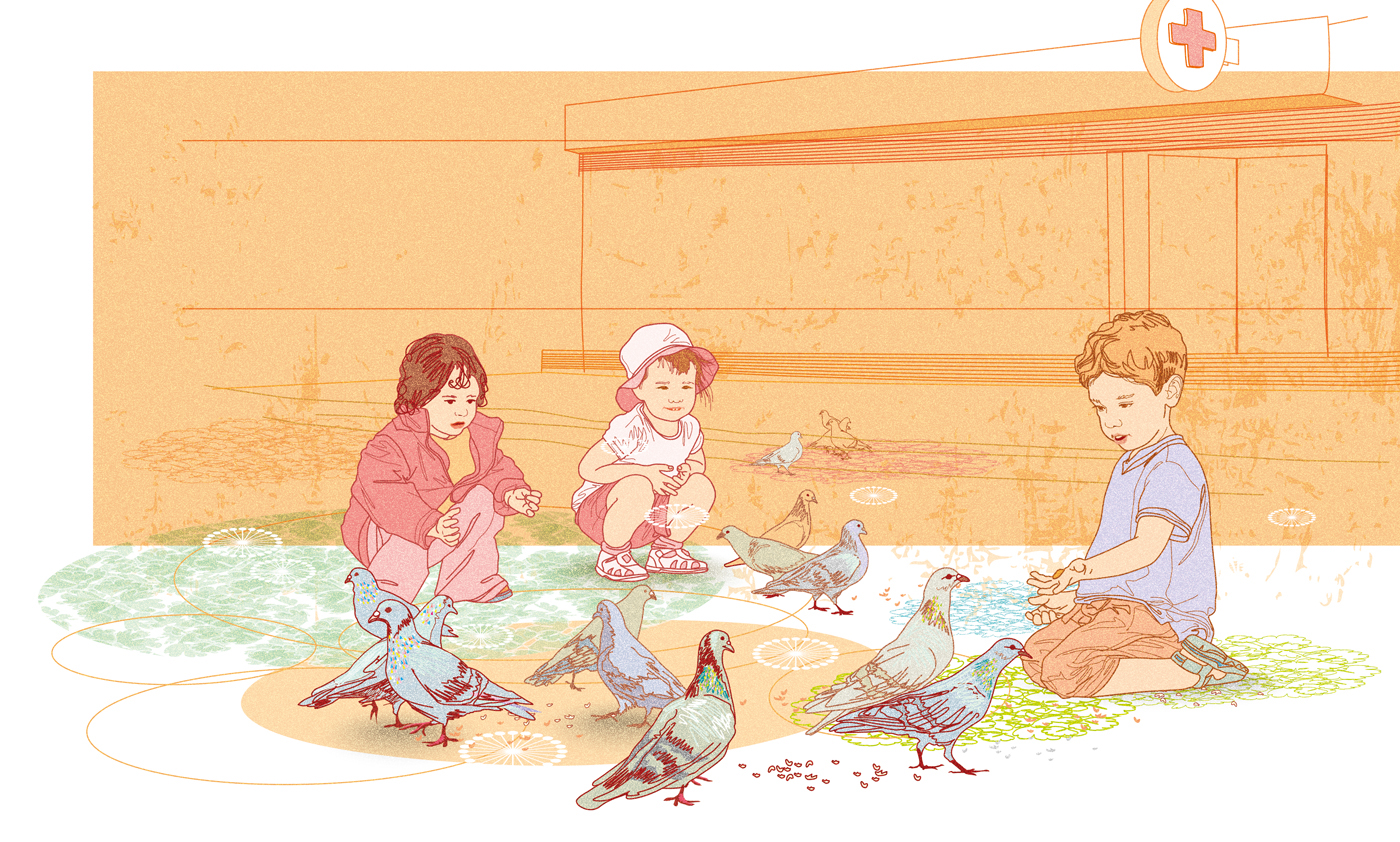 kids children pigeons studies family happy Games swing