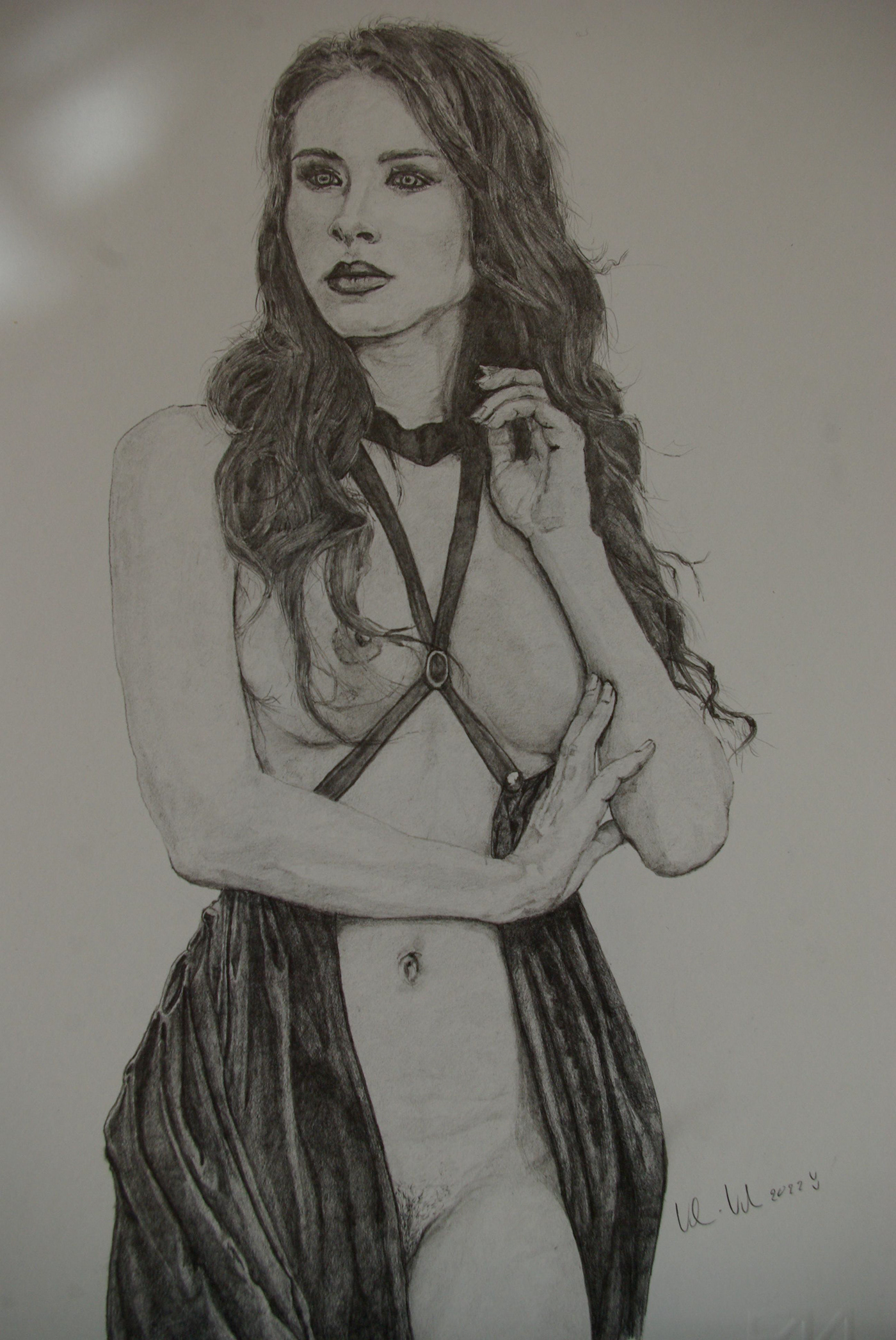 illustrazione matite ritratto femminile arte bianco e nero nudo artistico disegno erotismo dark