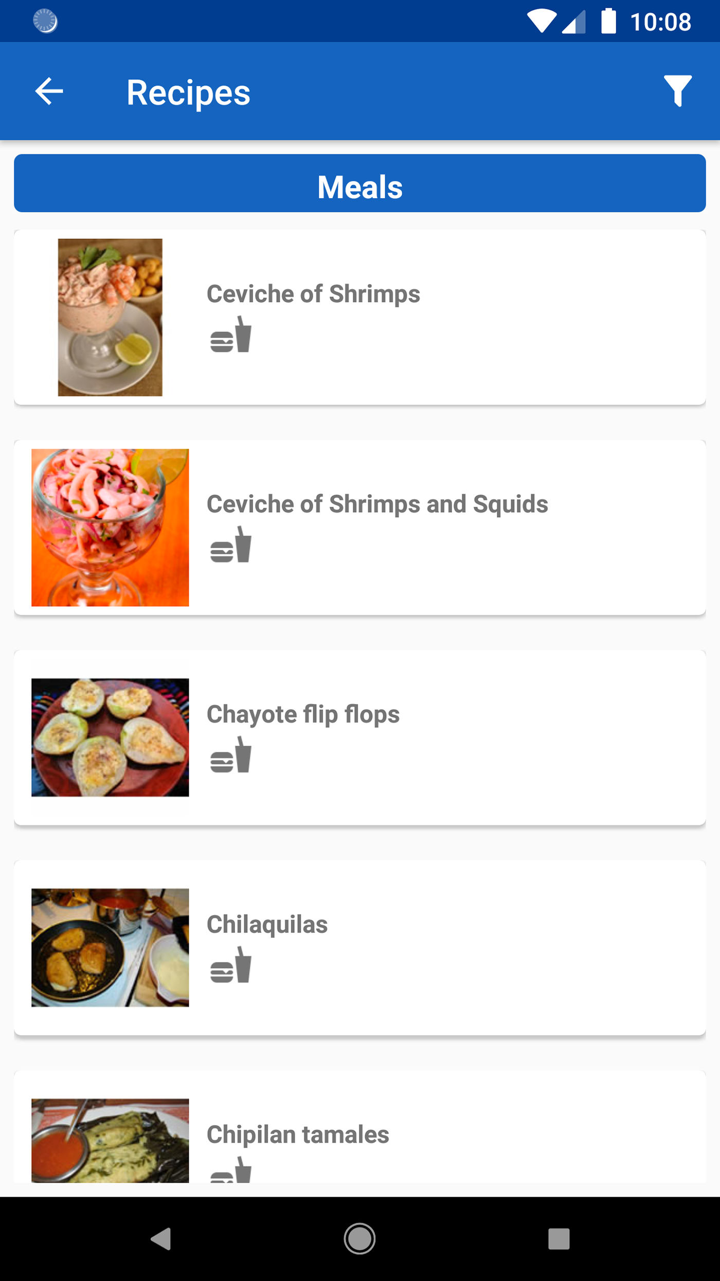 Food  cookbook El Salvador material design android mobile development typical dishes