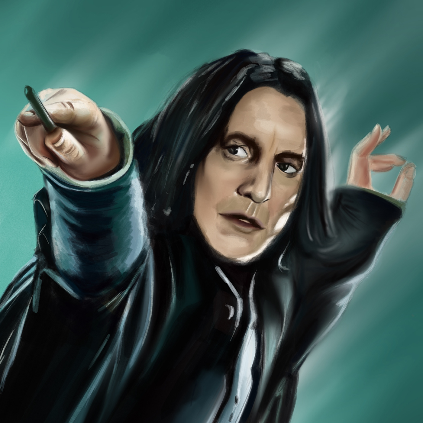 Severus Snape harry potter Slytherin Hogwarts Magic   fantasy Digital Art  Character design  cartoon digital illustration