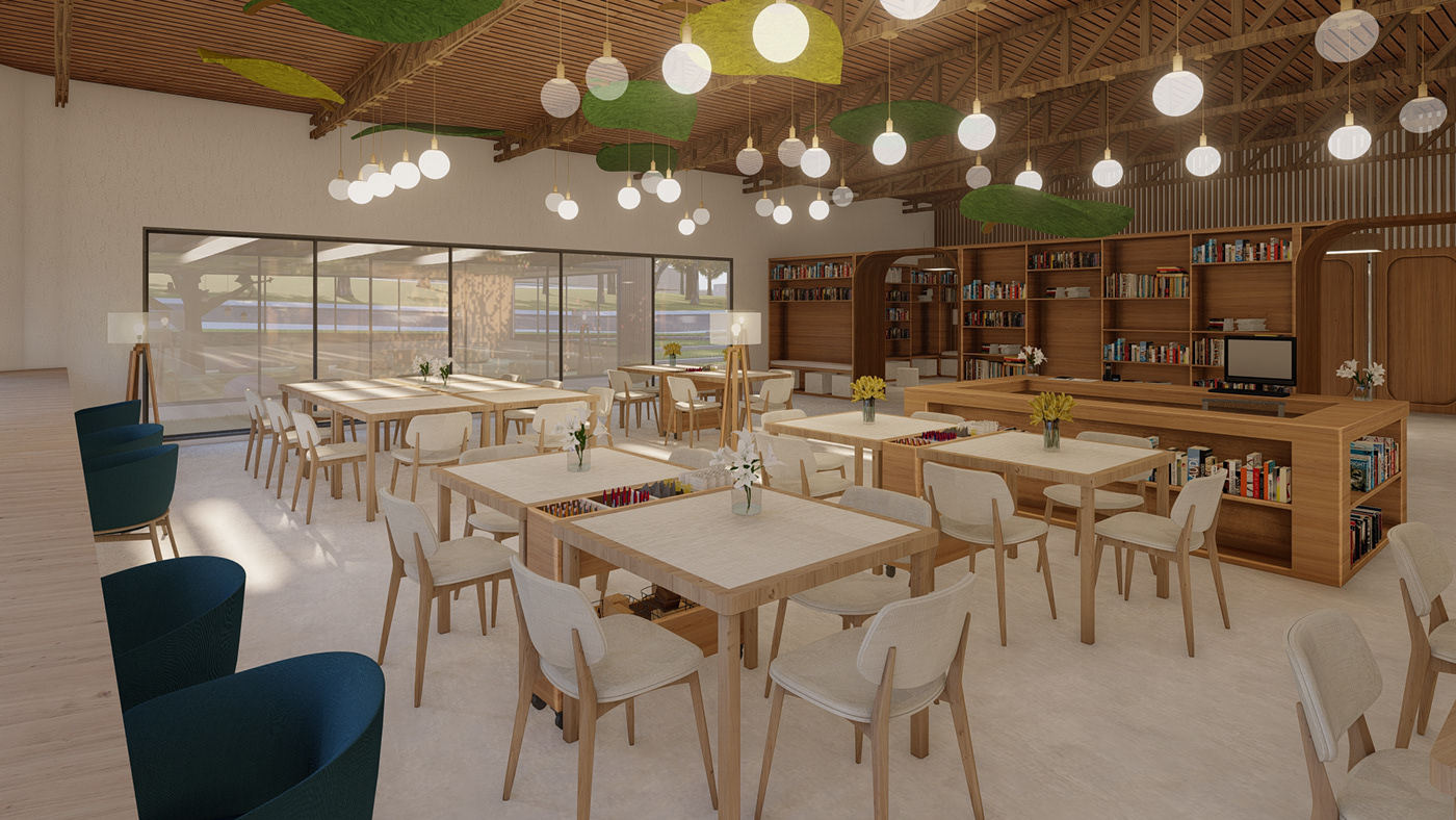 school montessori Education learning architecture interior design  visualization Render Nature
