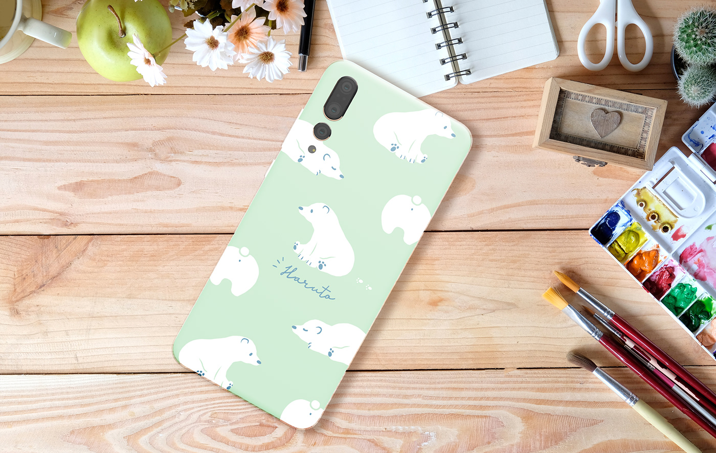 Scandinavian nordic pattern cute animal Polar Bear Hedgehog Whale smartphone phone case