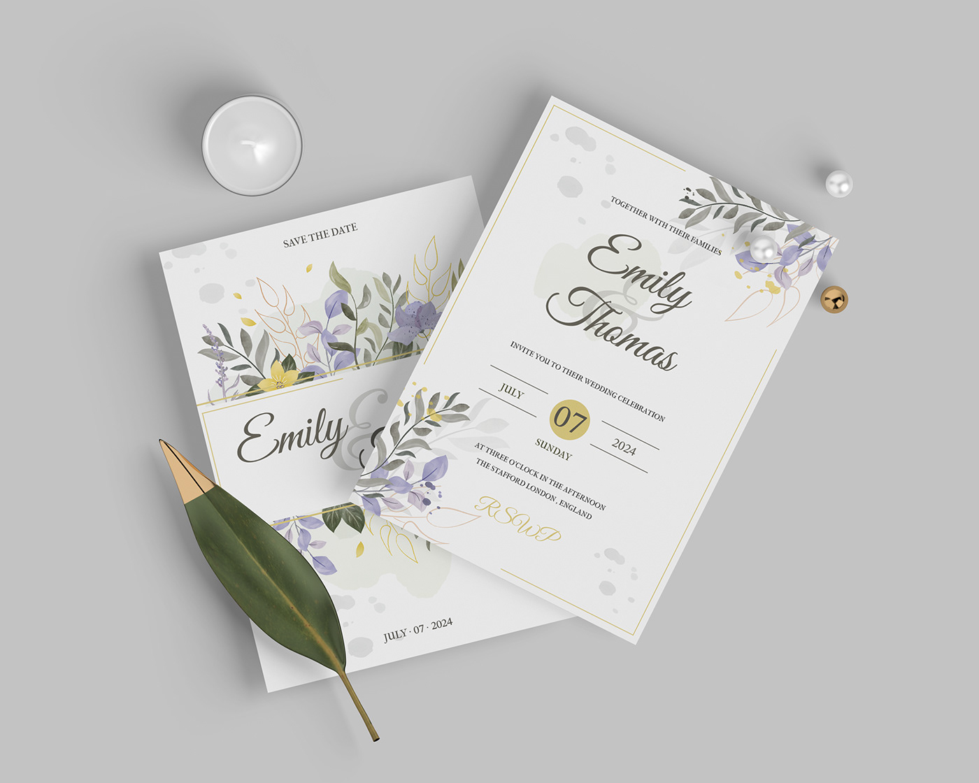 wedding Invitation save the date card Flowers watercolor wedding invitation design ILLUSTRATION 