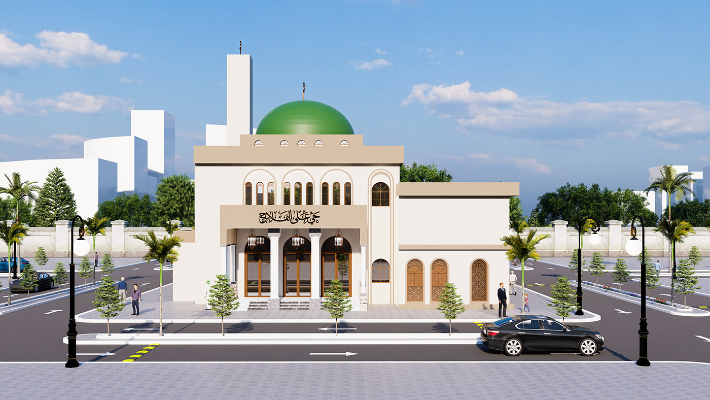 islamic mosque modern Render 3D