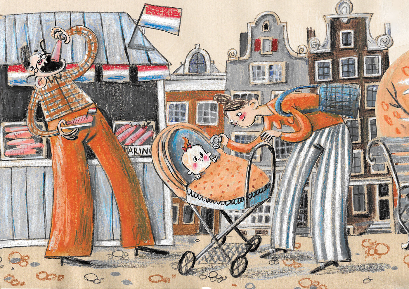 amsterdam baby Character design  children book children illustration funny ILLUSTRATION  kid tourists