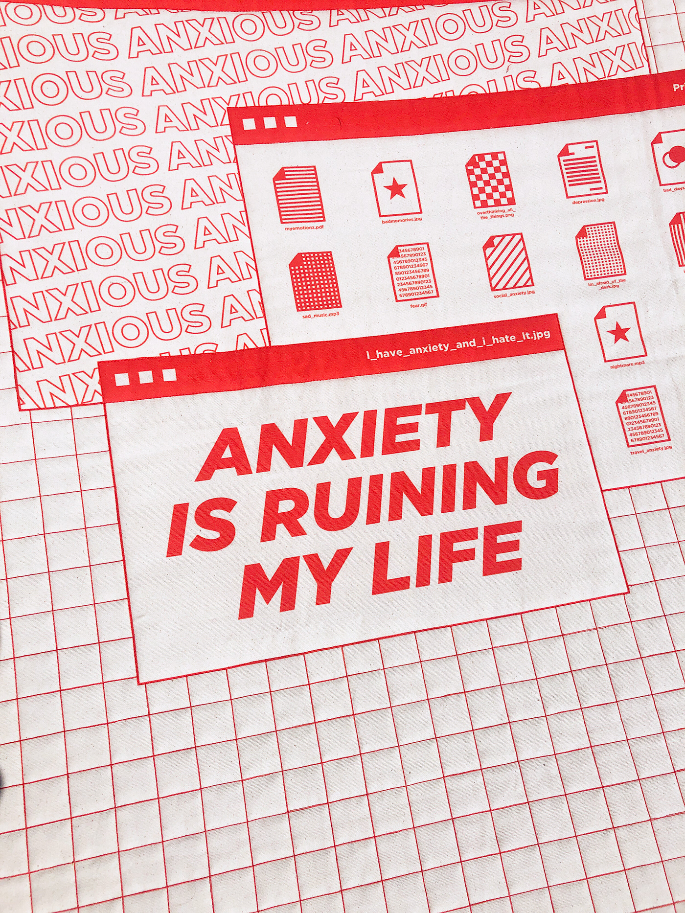 anxiety graphic design  graphics quilt textile