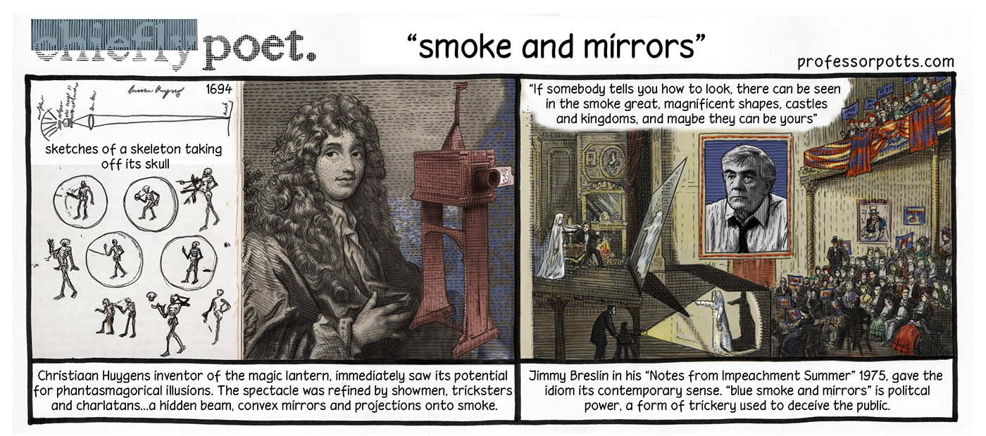 smoke and mirrors origin and meaning illustrated, from the app.