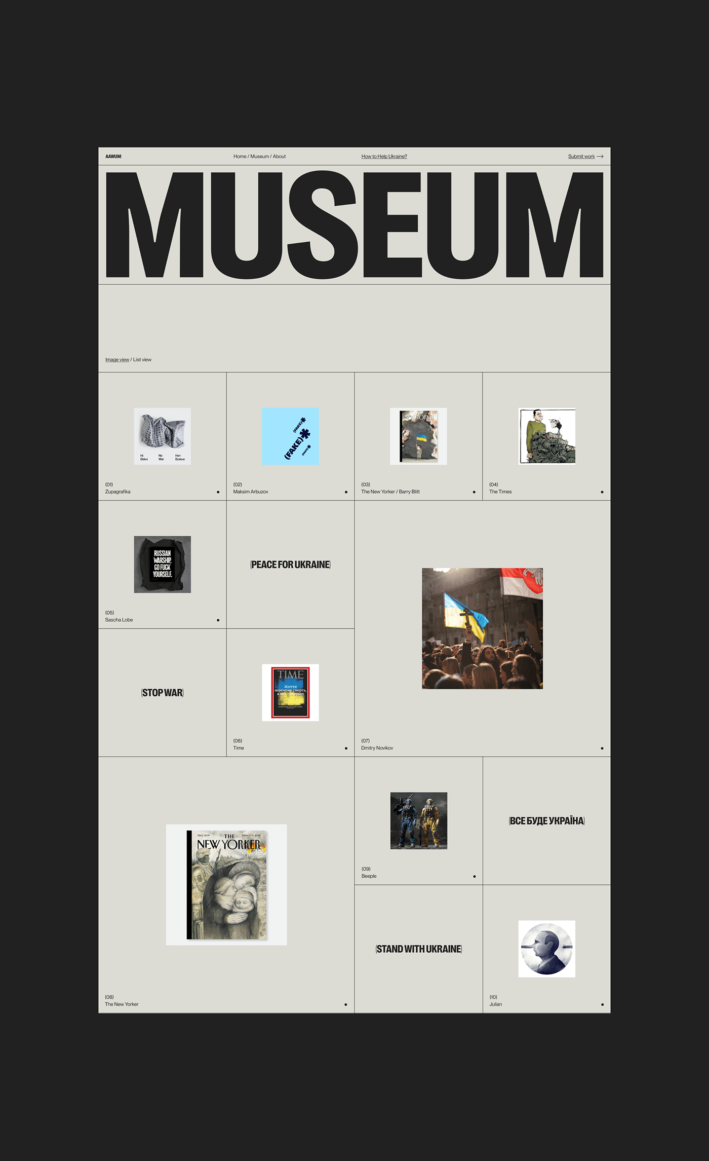 museum site social typography   ukraine War Website Website Design