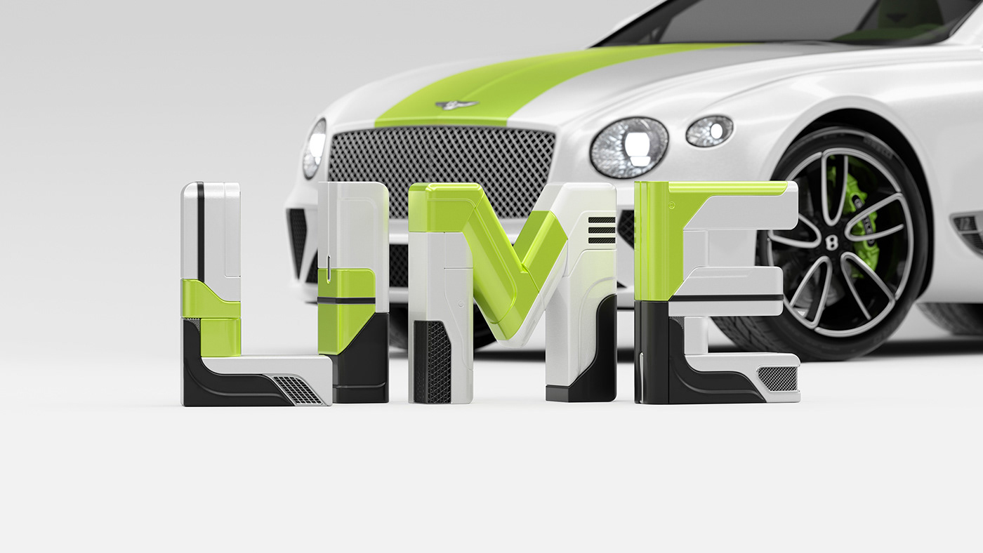 3D bentley car CGI fonts JVG Mulliner Render type