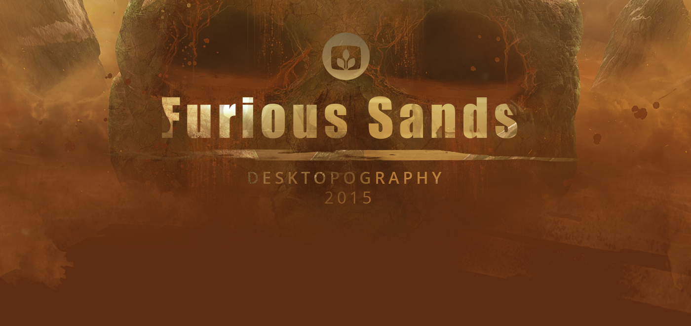 desktopography desktopography2015 wallpaper furious sands desert rocks Landscape skull 3D 3dsmax photoshop z-brush digitalart