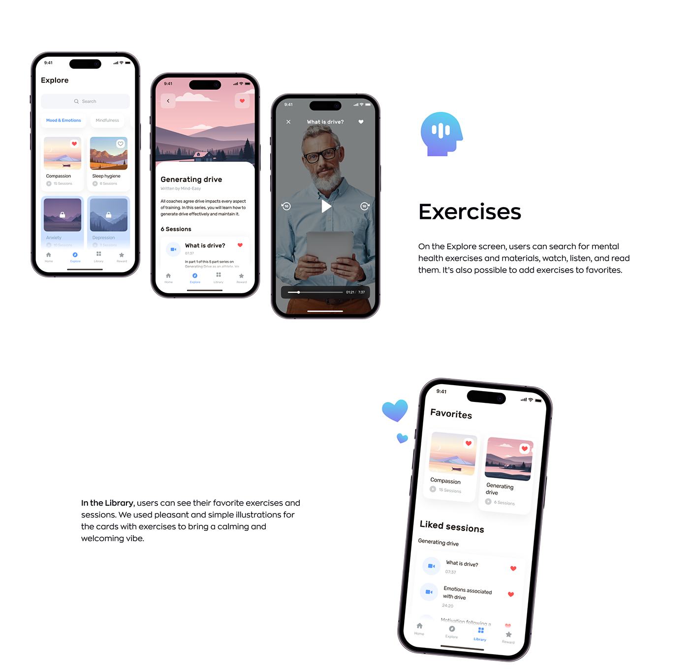 app app design application mobile Mobile app mental health UI/UX self-care