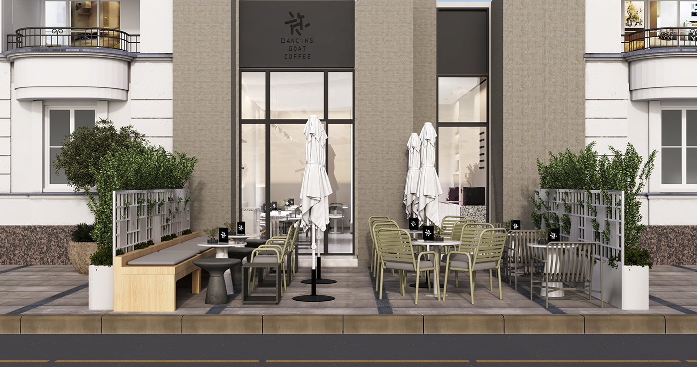 indoor Render commercial coffee shop cafe corona visualization 3D interior design  dubai