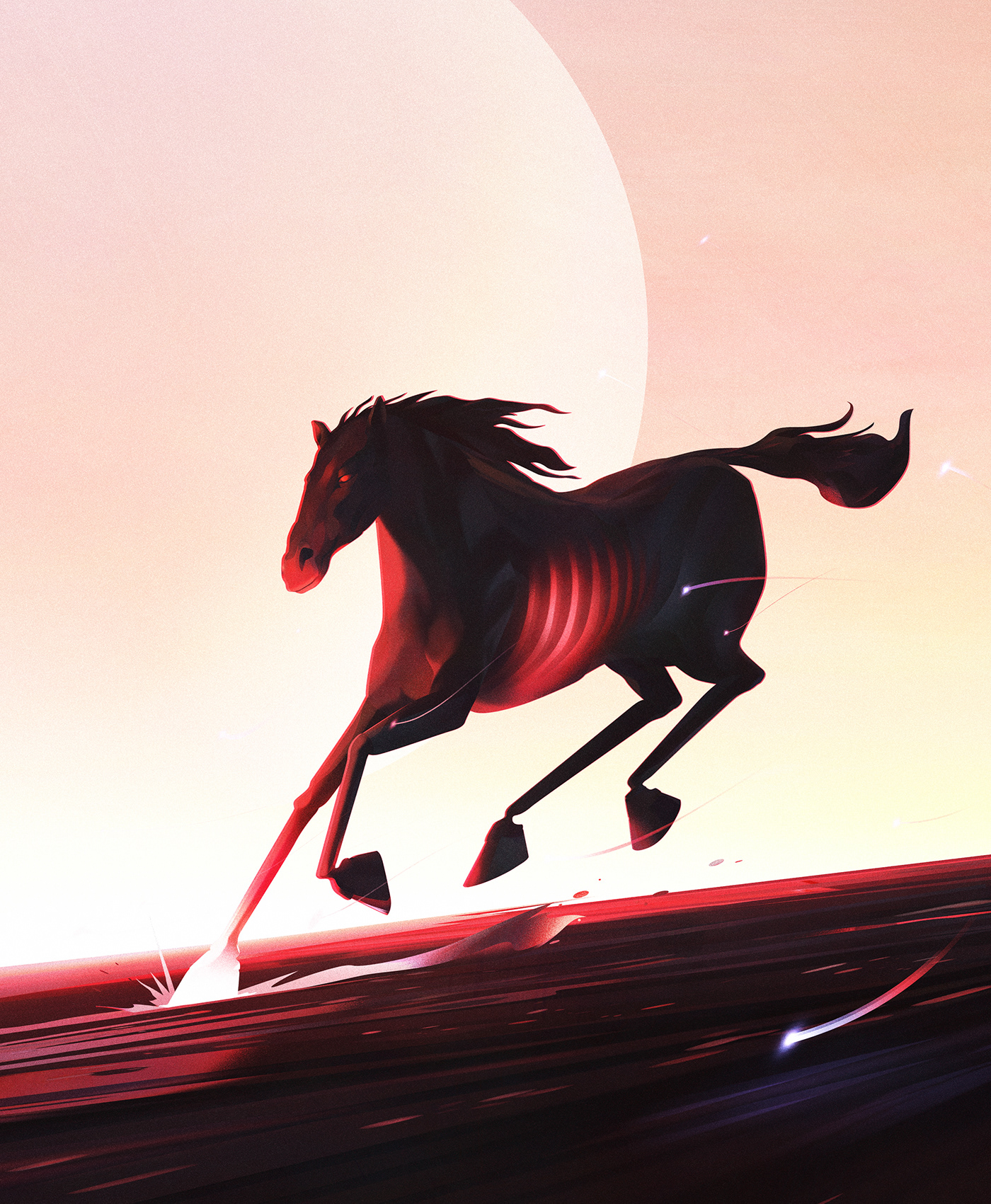 animal beach fast glow horse Racing red running speed sunset