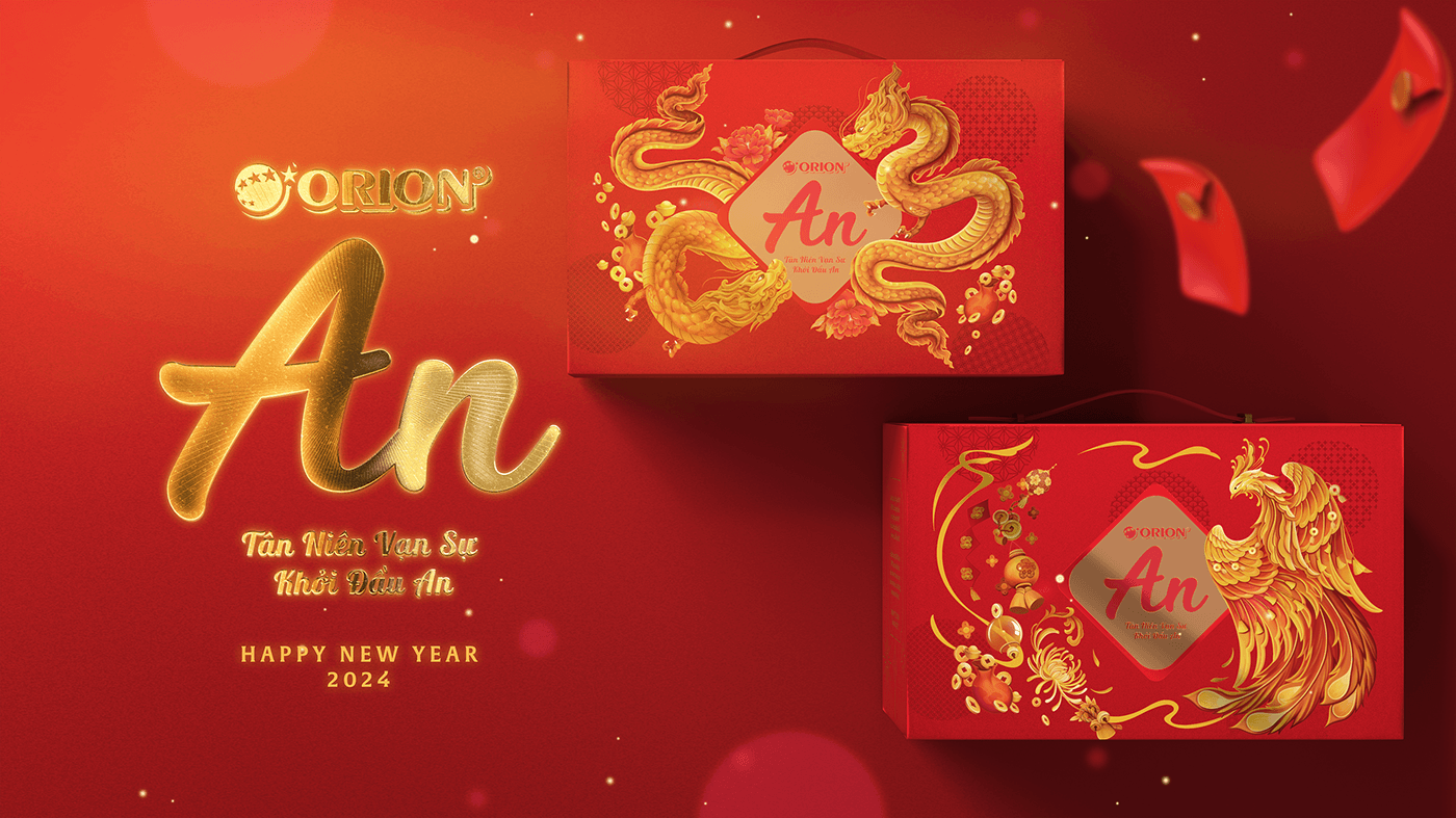 Packaging orion vietnam tet new year pulustudio gift set ILLUSTRATION  design dragon