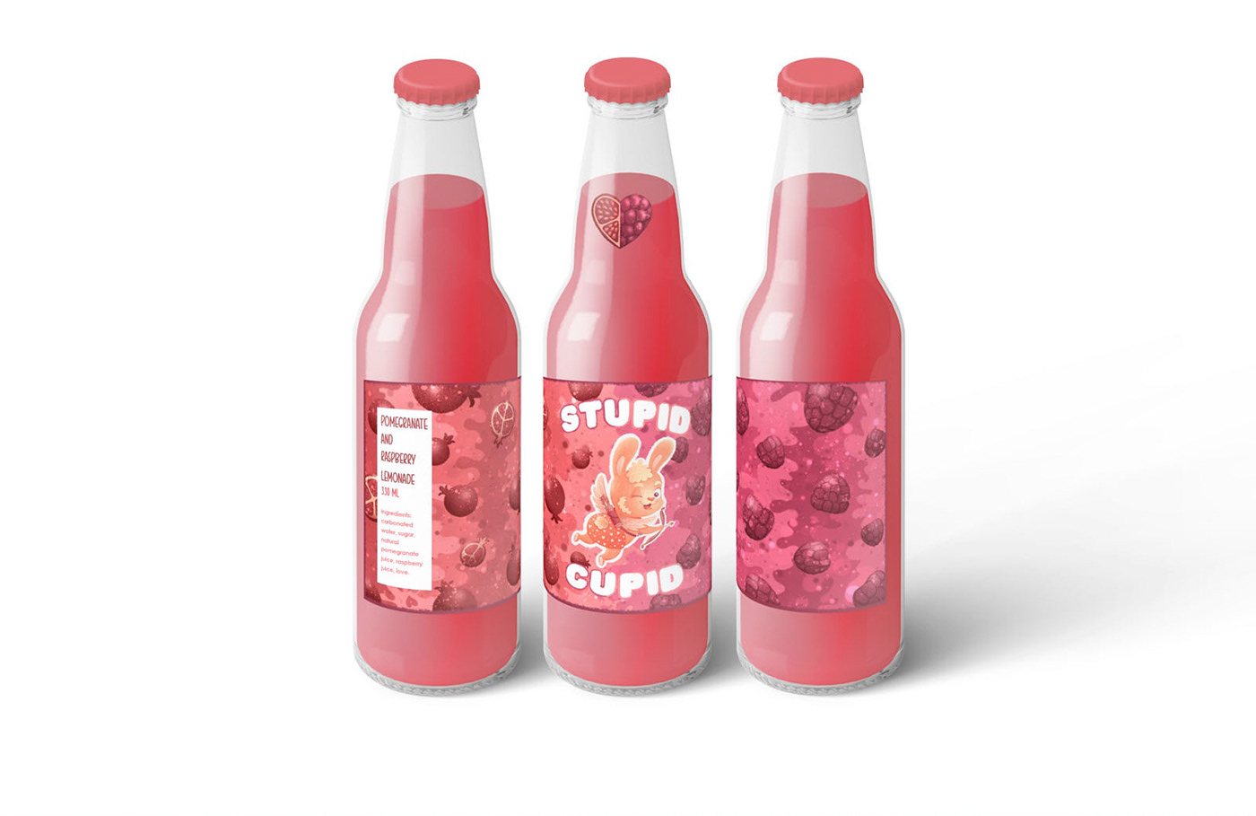 bunny Character design  cupid cute character drink lemonade Love Packaging product design  Valentine's Day