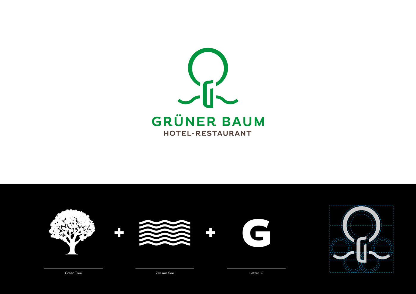 hotel restaurant green branding  art direction  hotel design Grüner Baum zell am See Roland Radschopf Design from Vienna