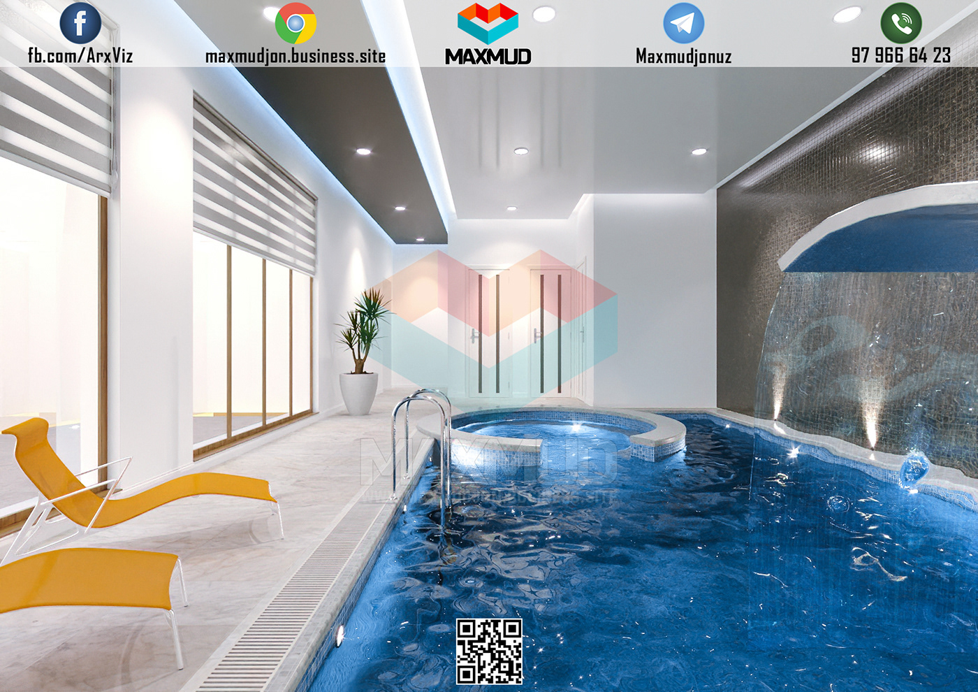 Penthouse,
Swimming pool,
interior visualization,