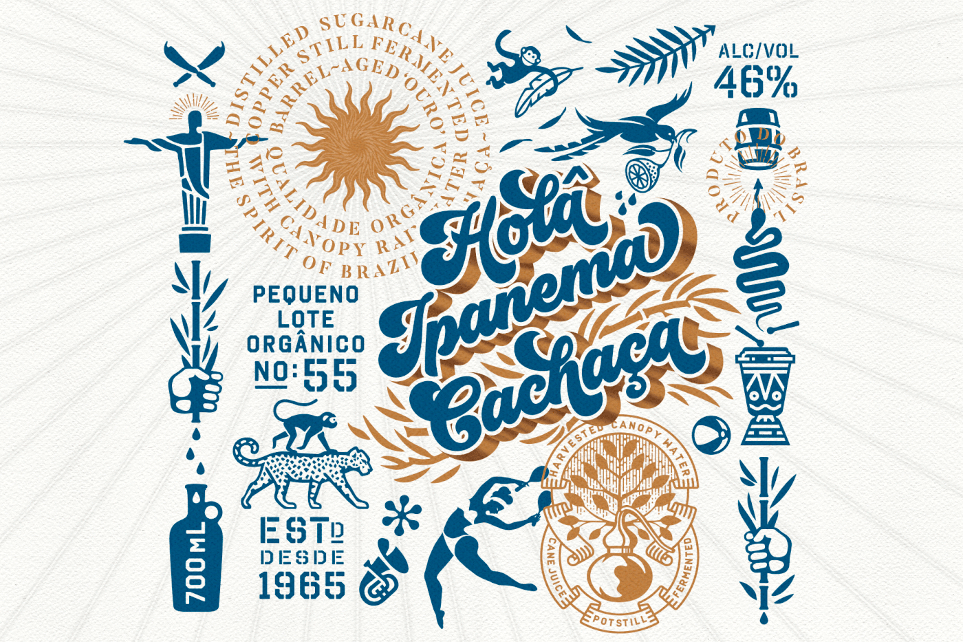 bottle Harcus harcus design Label label design package design  Packaging Rum Label hola ipanema ipanema