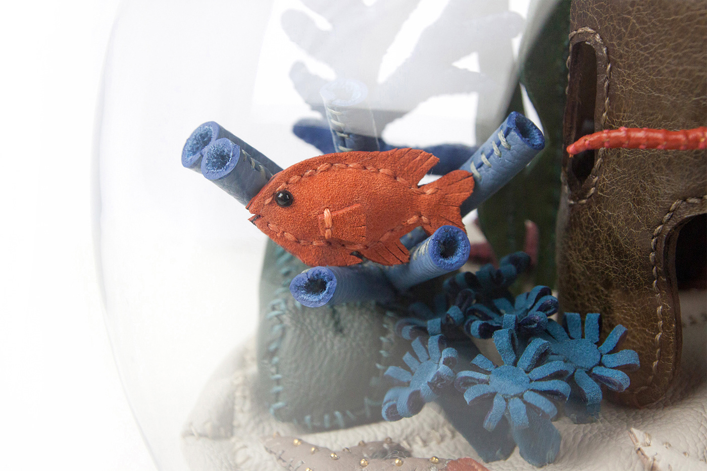 aquarium craft Fish Tank handmade leather Leather Craft sea animals