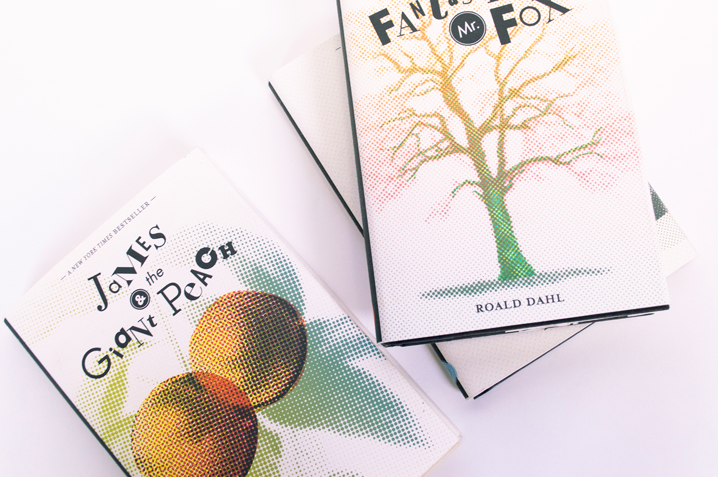book covers covers Roald Dahl halftone books peaches MICA