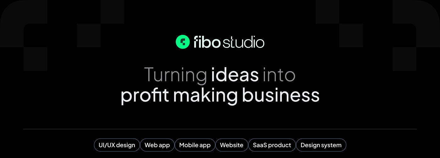 Turning ideas into profit-making business banner with fibo studio logo