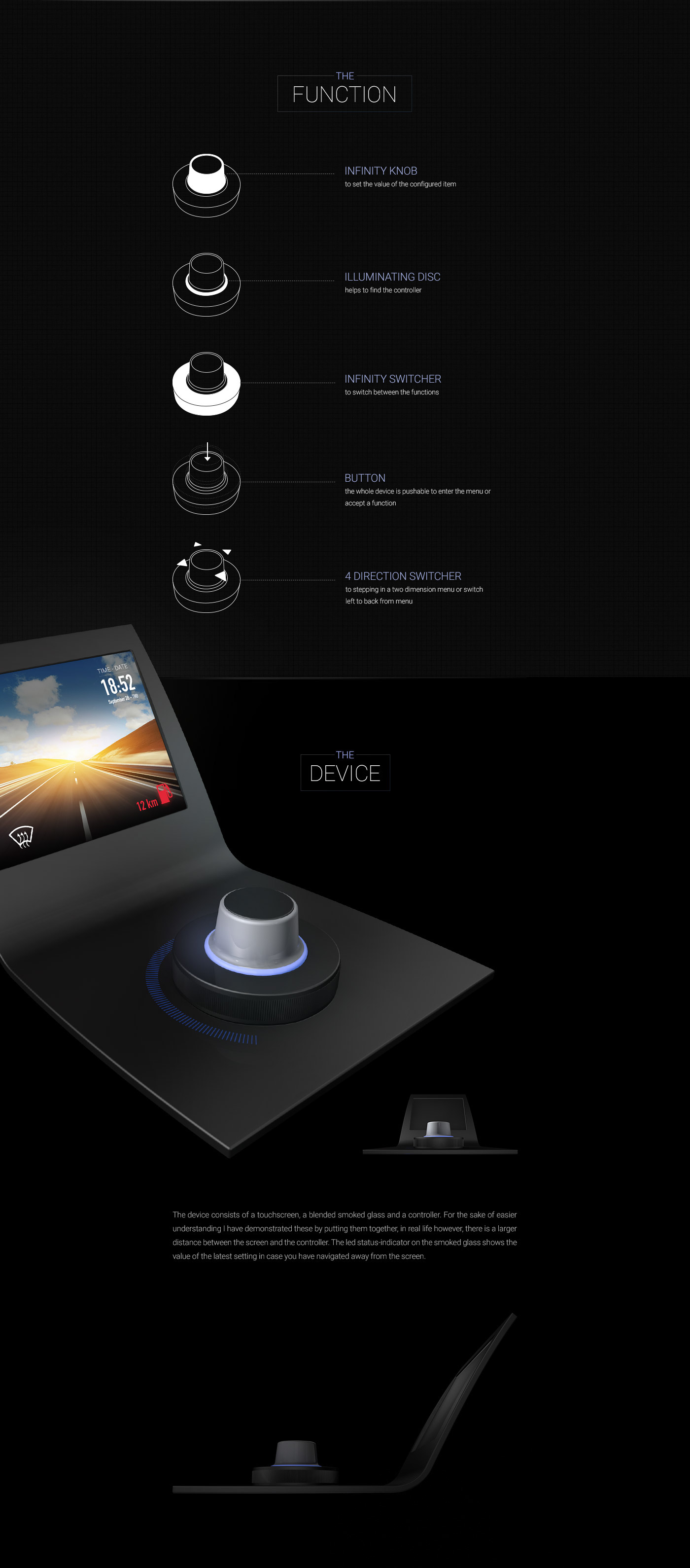 car ux Car UI Interface touchscreen knob controller concept car
