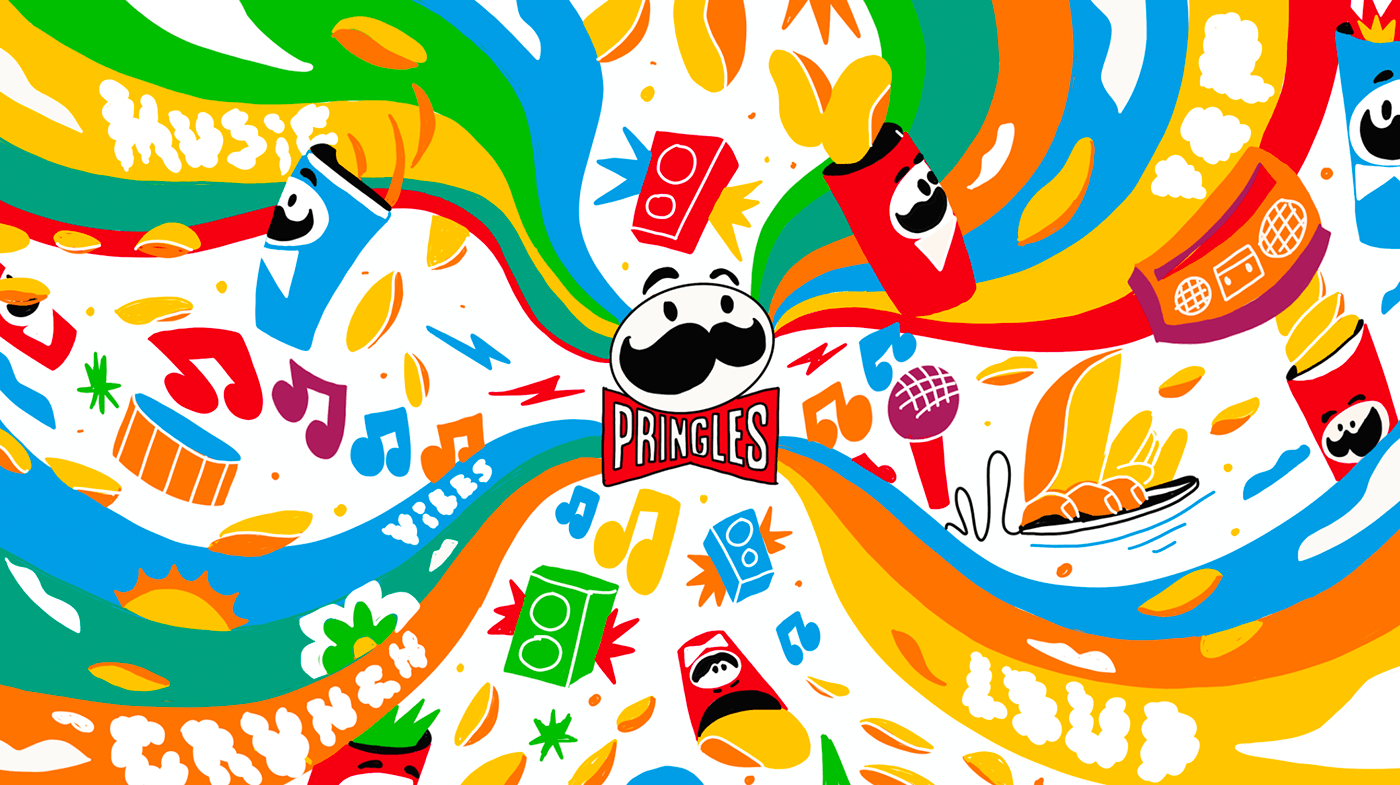 pringles pattern characters ILLUSTRATION  Character design  pattern design  Music Festival holabosque