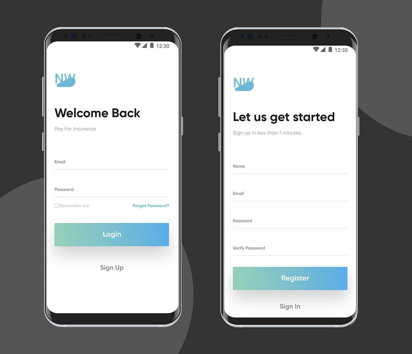 UI ux login sign up design mobile