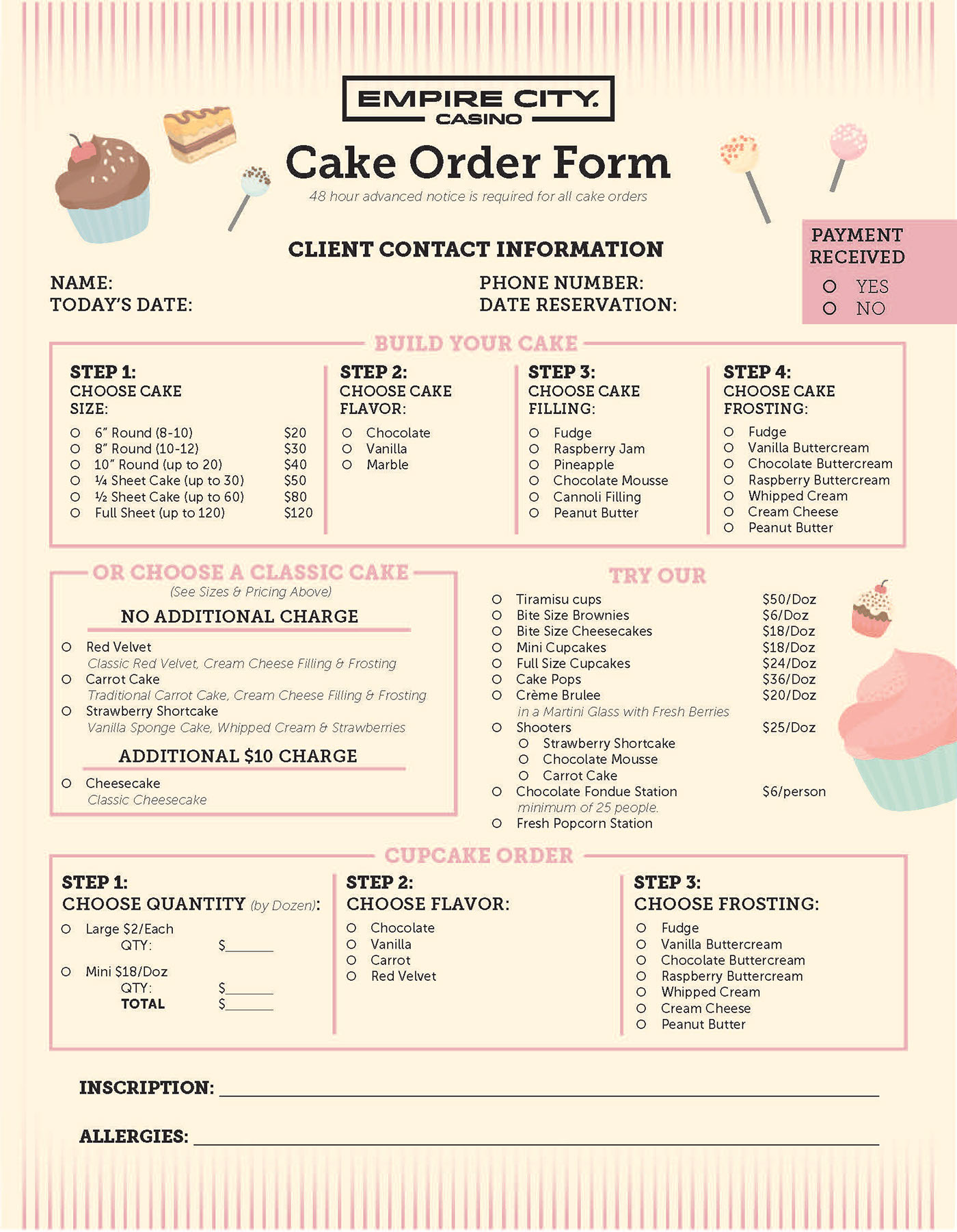 Free Printable Cake Order Form Template Printable Templates