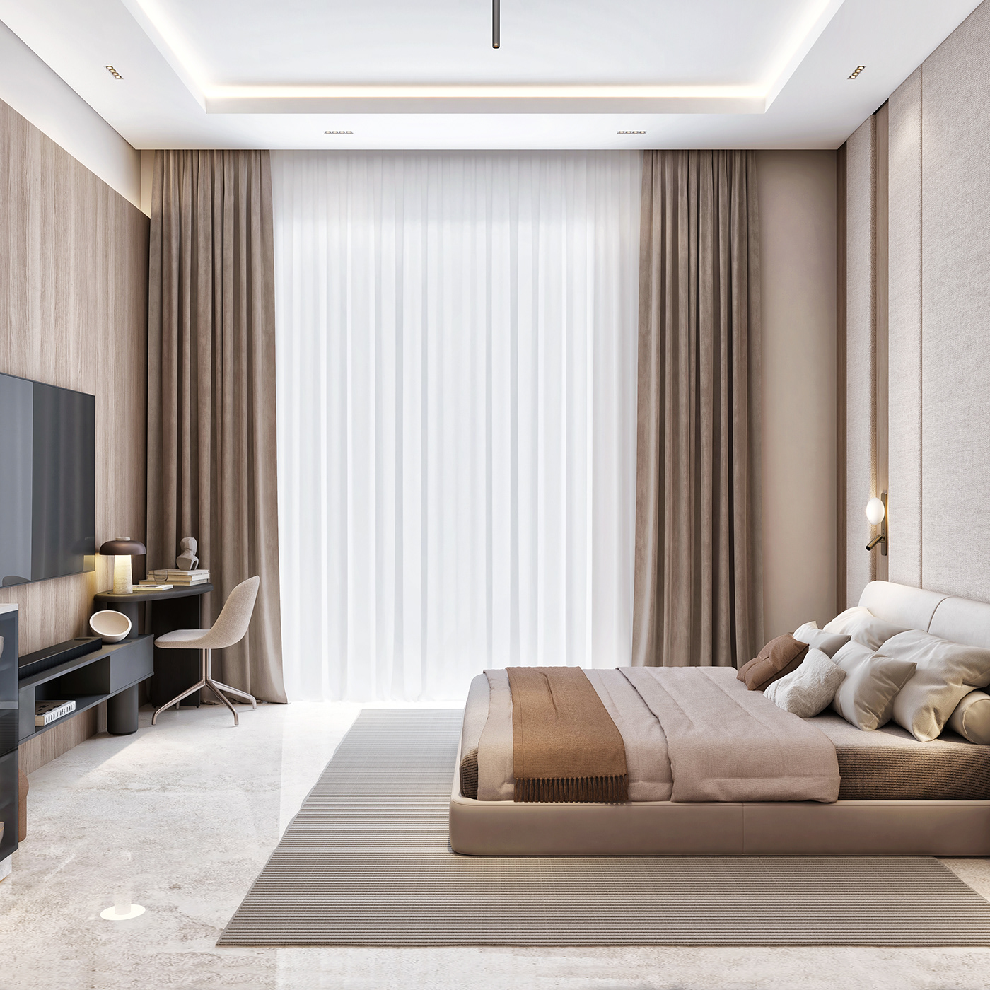 architecture interior design  visualization 3ds max vray hotel bedroom master bedroom bedroom headboard bed
