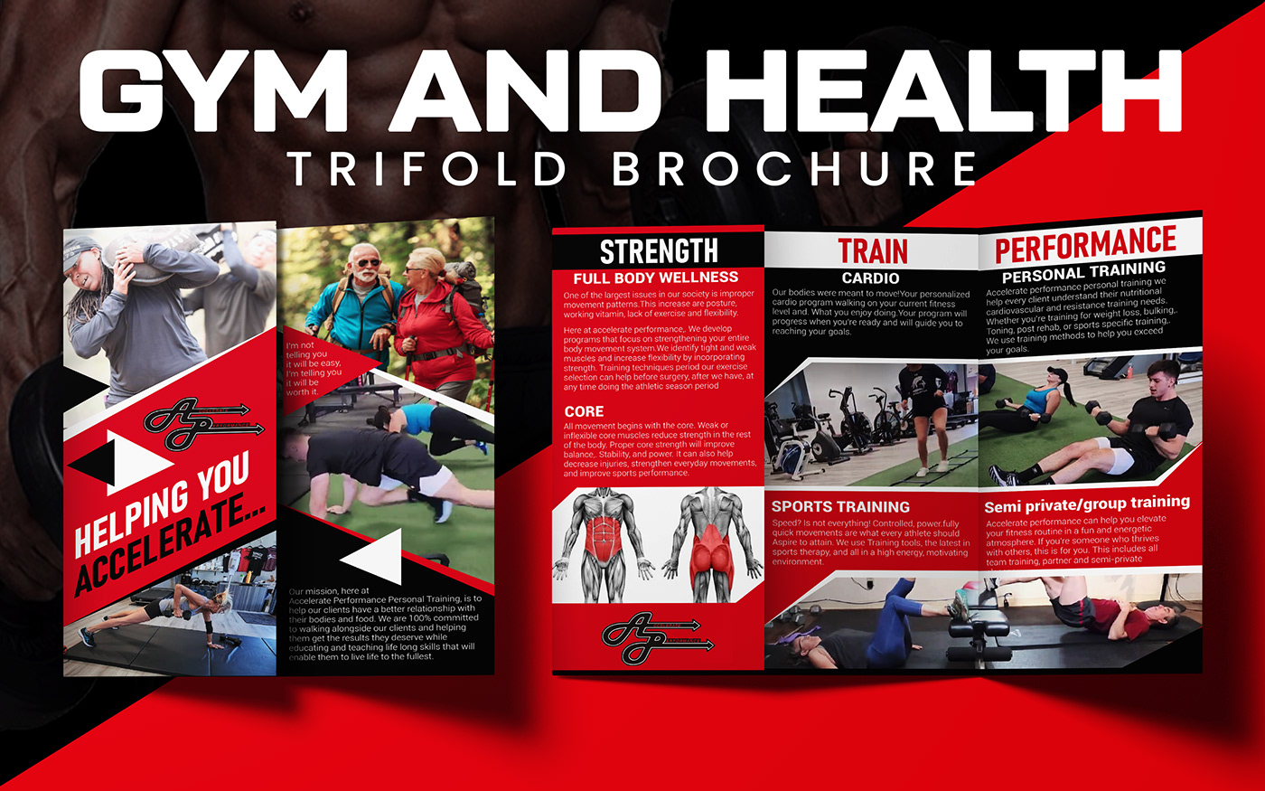 gym fitness brochure trifold brochure brochure design gym brochure Health excercise