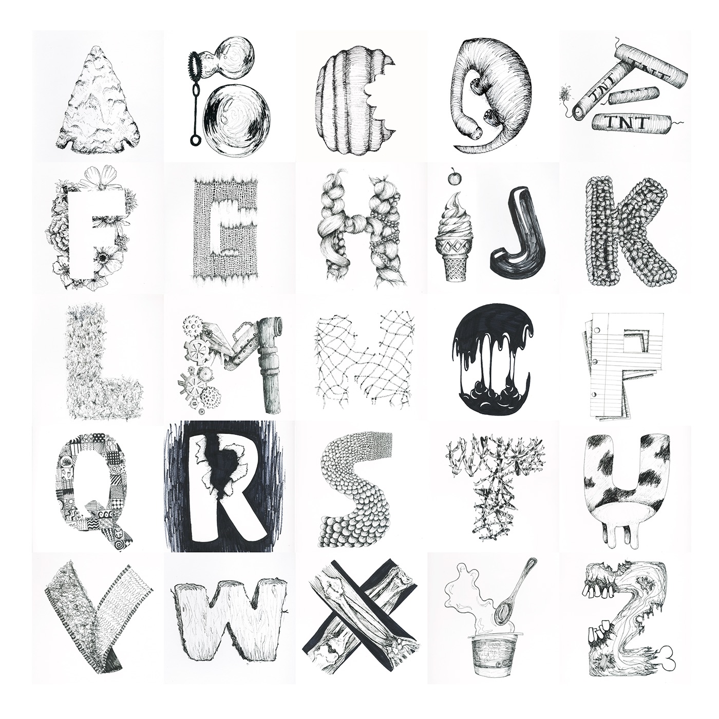 alphabet Drop Cap typography   letter letter forms