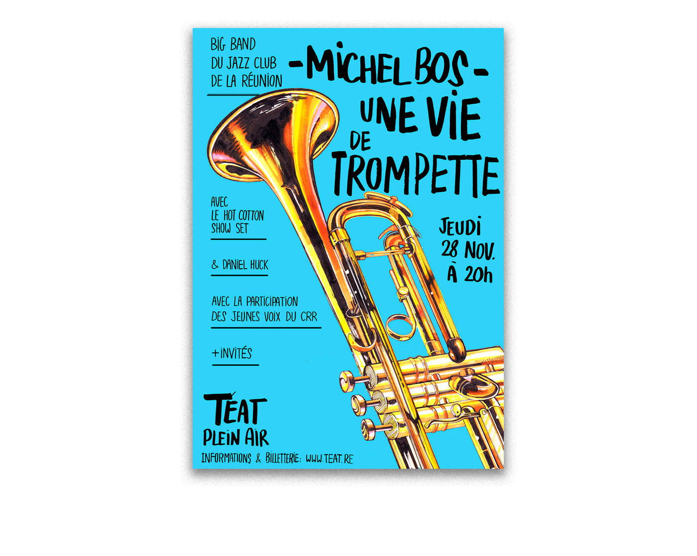 affiche artwork design Drawing  Event ILLUSTRATION  jazz music poster trompette