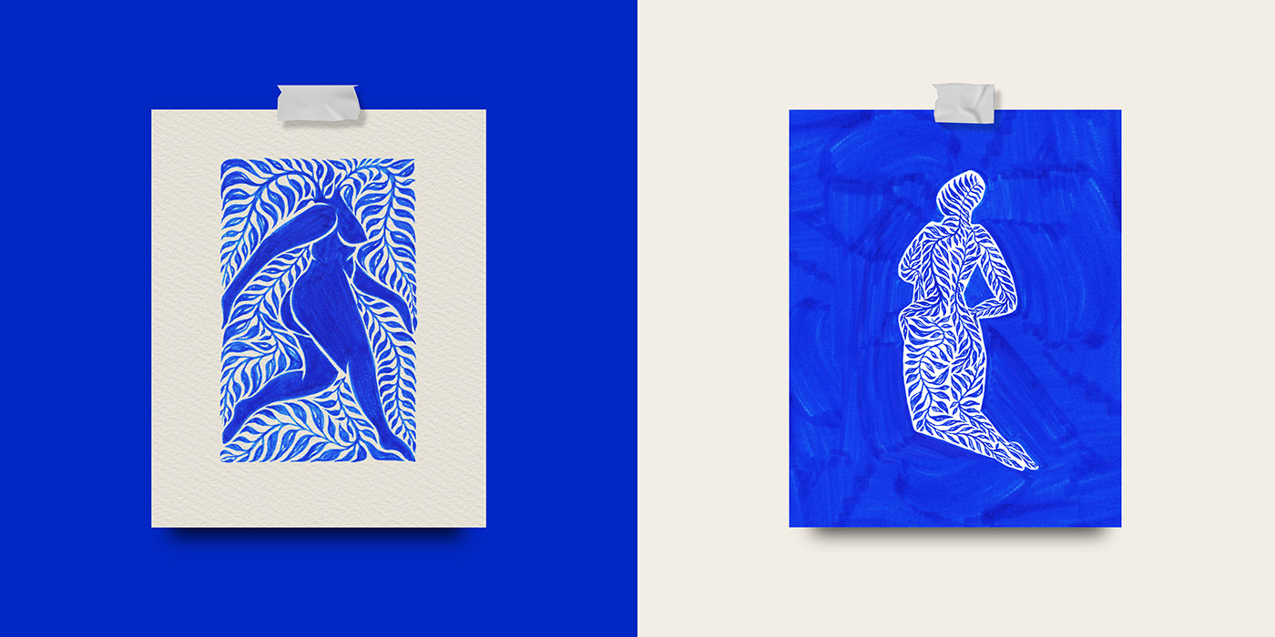 blue botanical handdone ILLUSTRATION  illustration series Illustrator Lady Lauren Hakmiller Plant texture