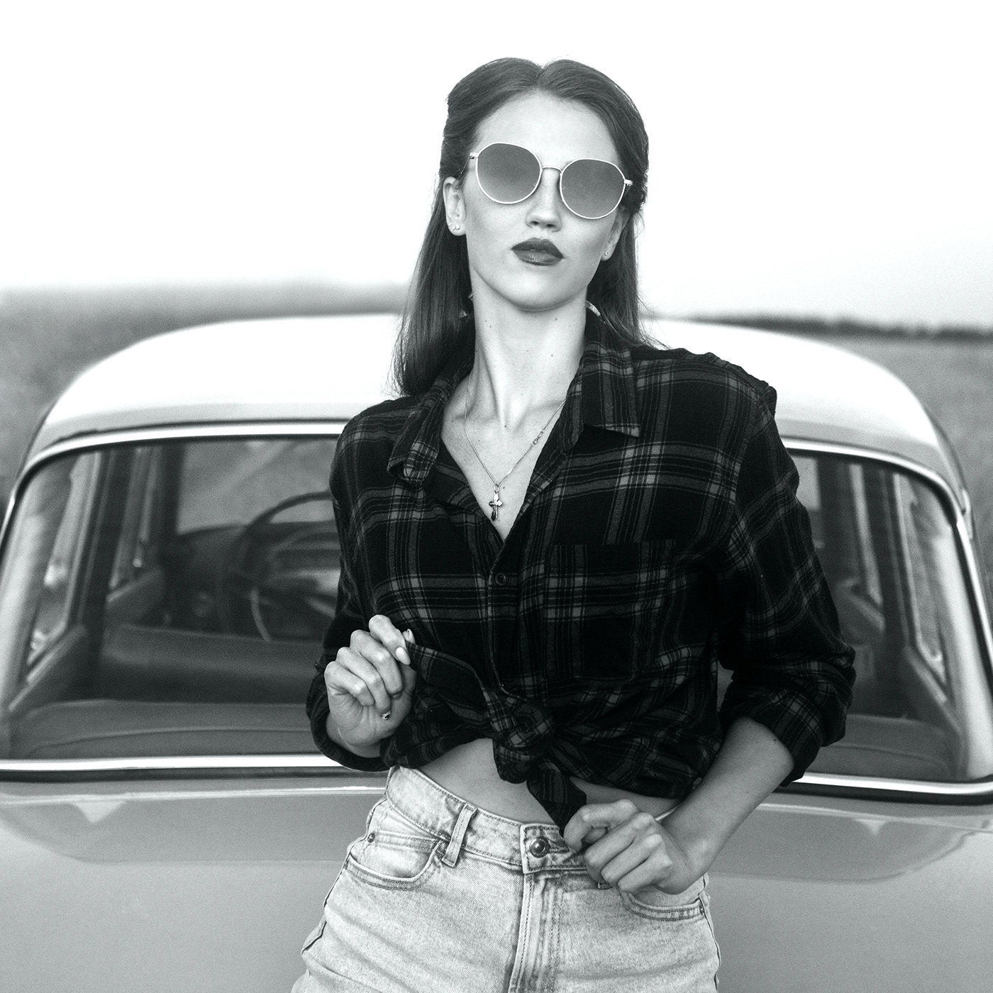 black and white bw Fashion  model monochrome Photography  portrait Retro retro car Style