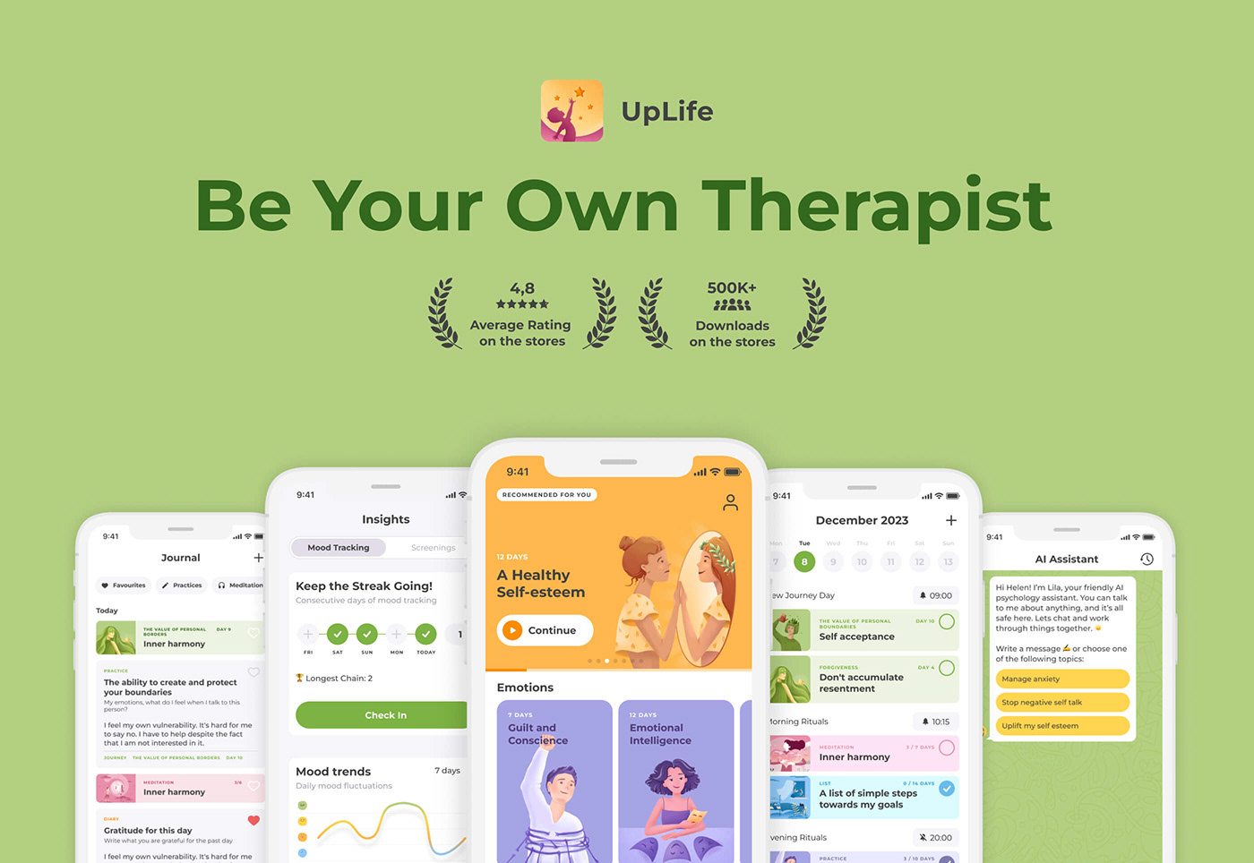 Mental heath app with audio sessions