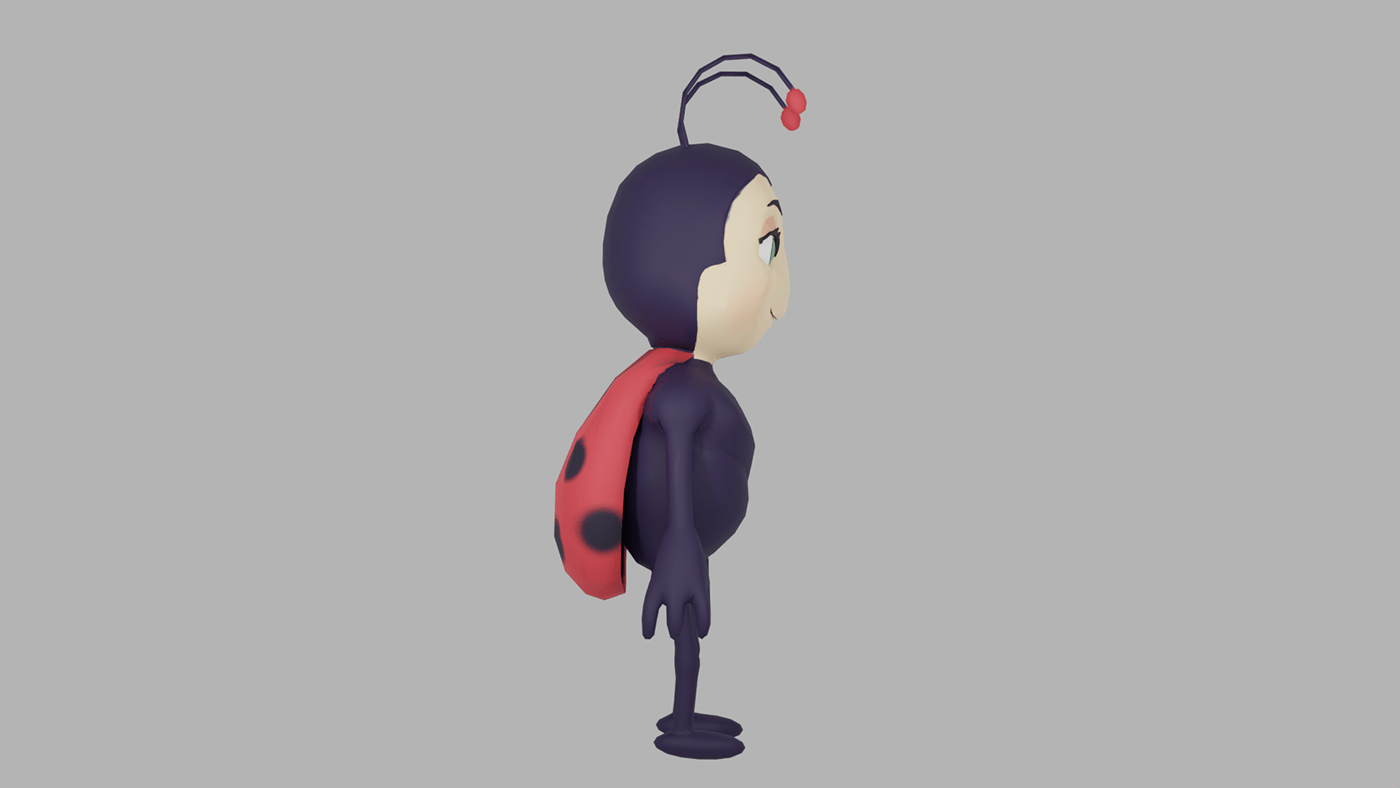 3D 3d modeling blender3d bug cartoon Character 3D Character design  ladybug Render