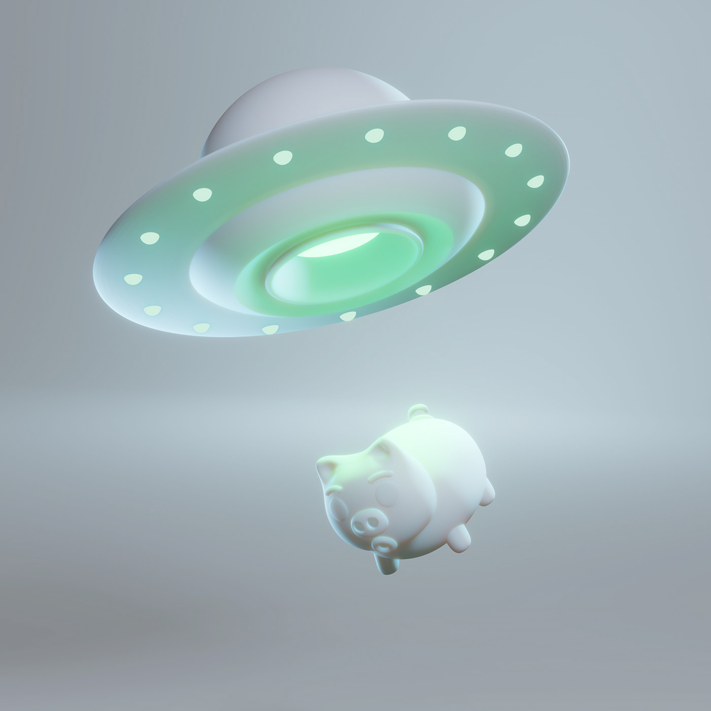 3D 3D illustration ILLUSTRATION  blender Space  pig aliens UFO blender 3d cute