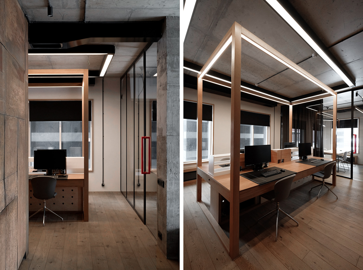 wood concrete architecture modern interior design  Office LOFT Minimalism