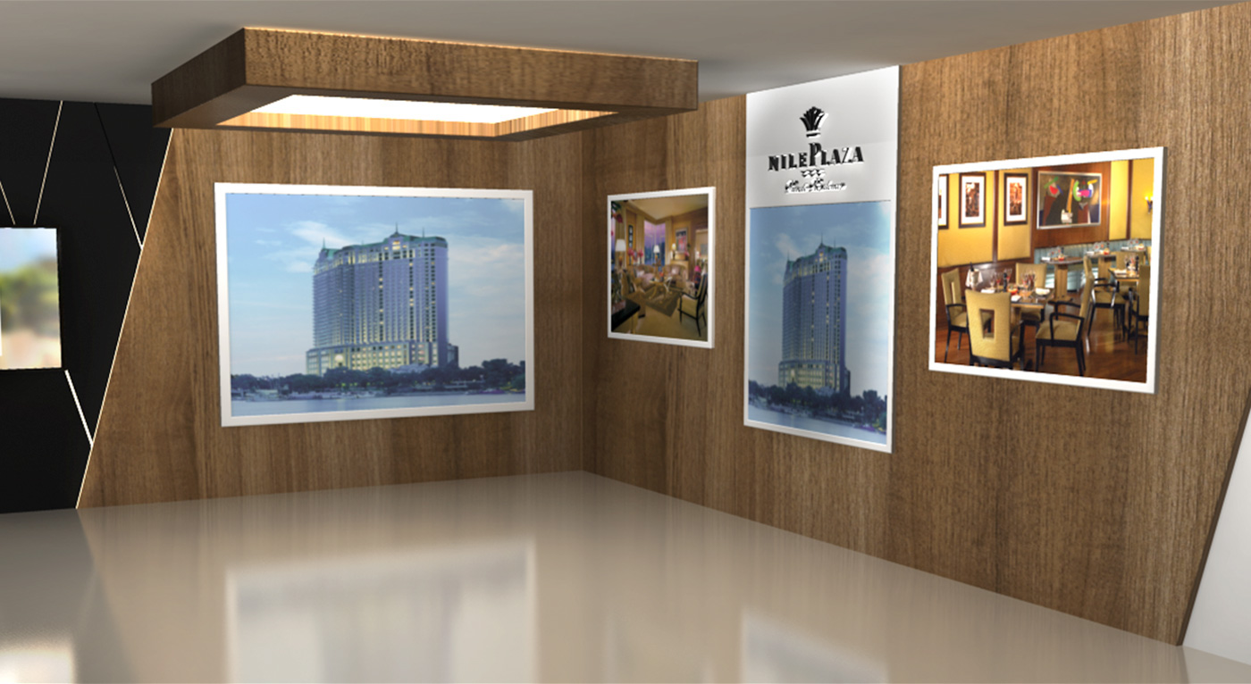 TMG Talaat Mostafa creative booth Brandinc brandinc. 2 levels cityscape wood 3D Maya construction Exhibition  Stand