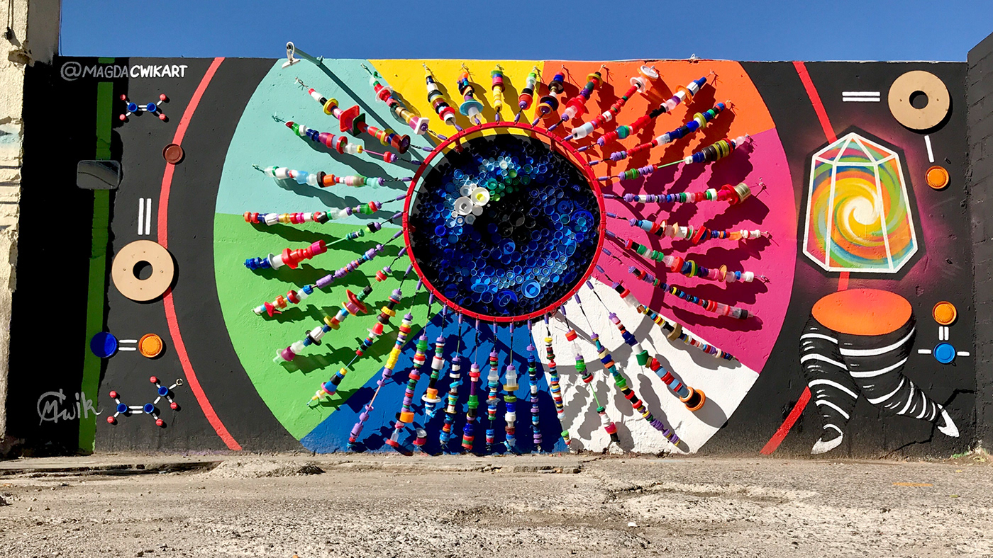 recycled art eco art installation Street Art  wall plastic Mural art recycling plastic pollution