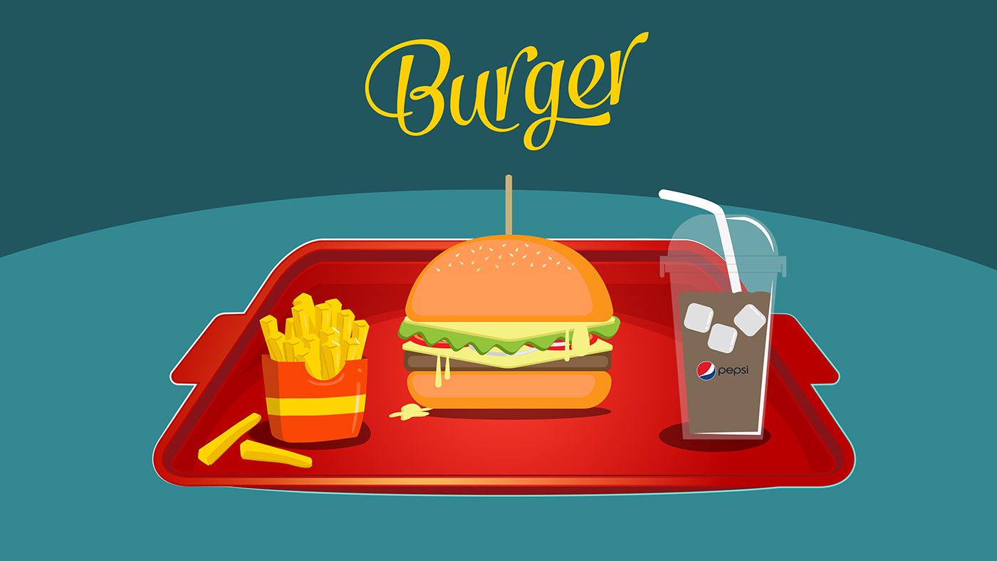 after effects animation  burger motion graphics  Illustrator adobe 2D flat gif illustrations