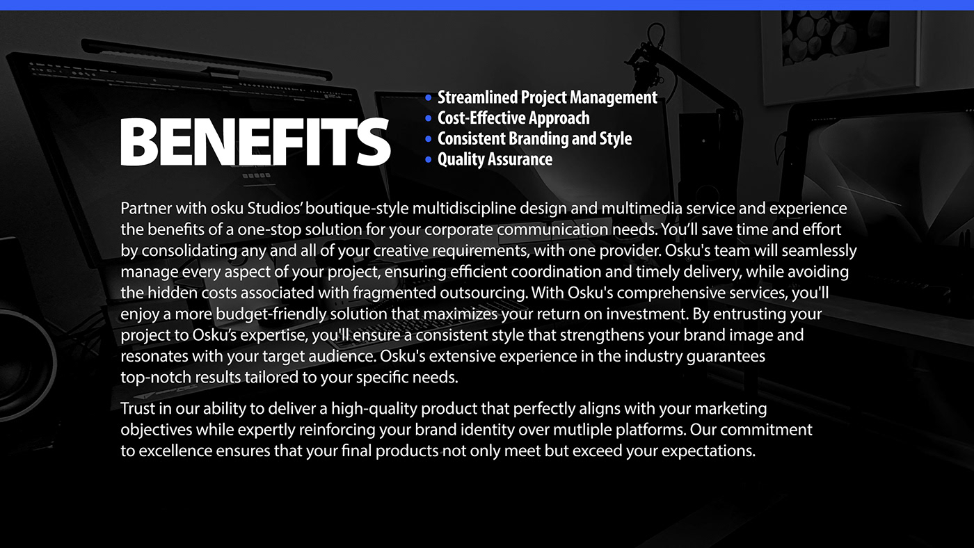 Customer Benefits page at osku Studios