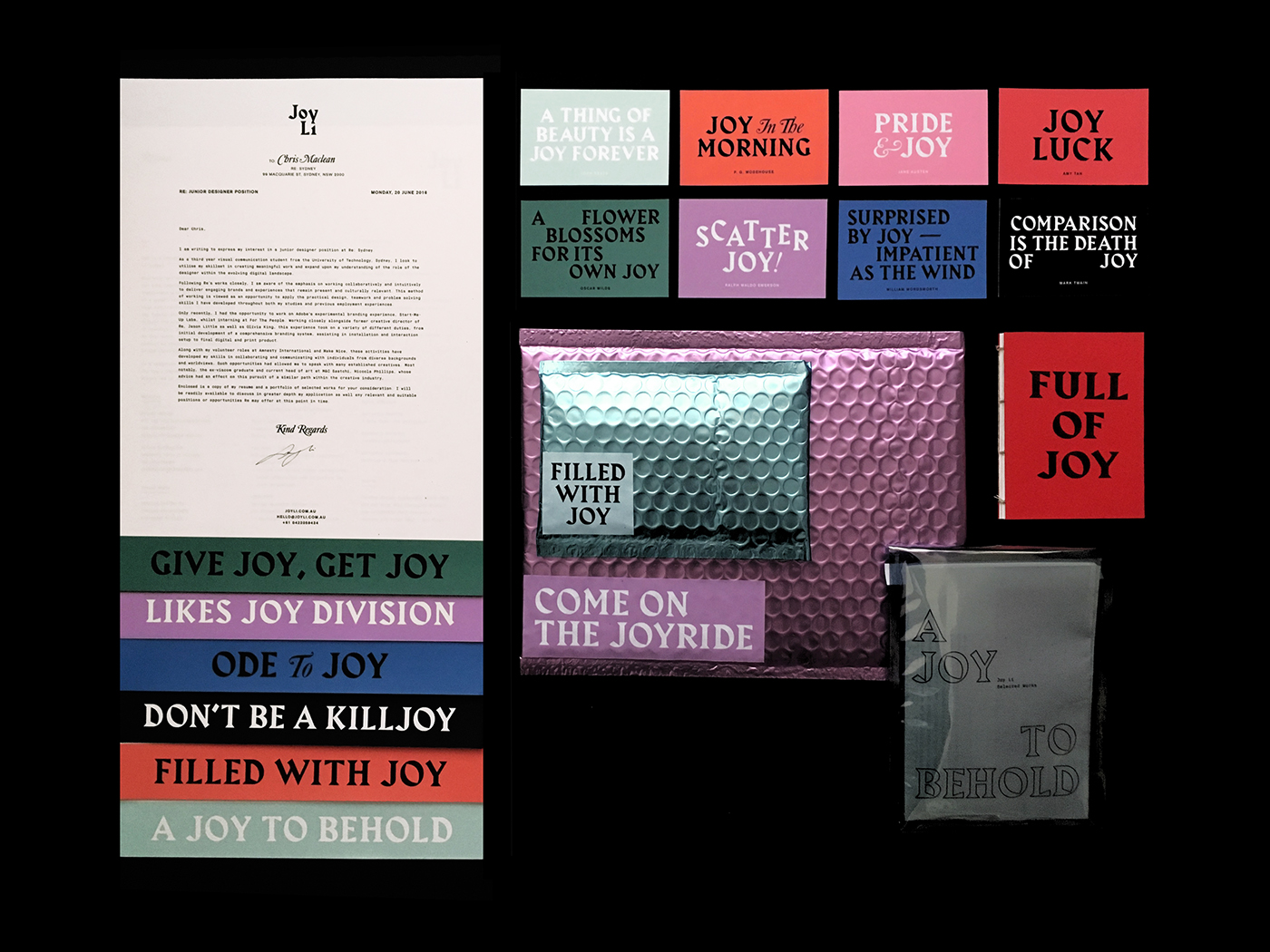 personal branding  joy li sets package puns