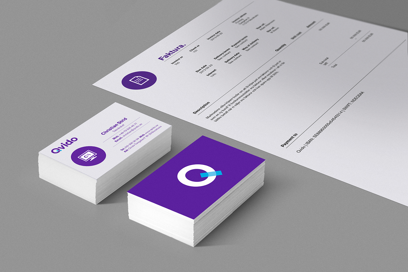 Qvido factoring icons purple Stationery planet creative grey invoice identity iconography
