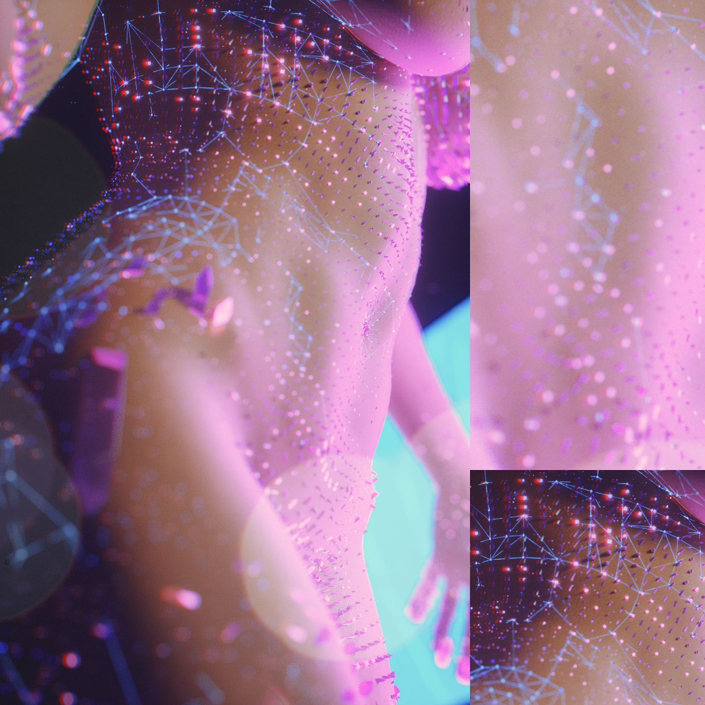 3D Render cinema4d octane girl body neon retrowave future cyber