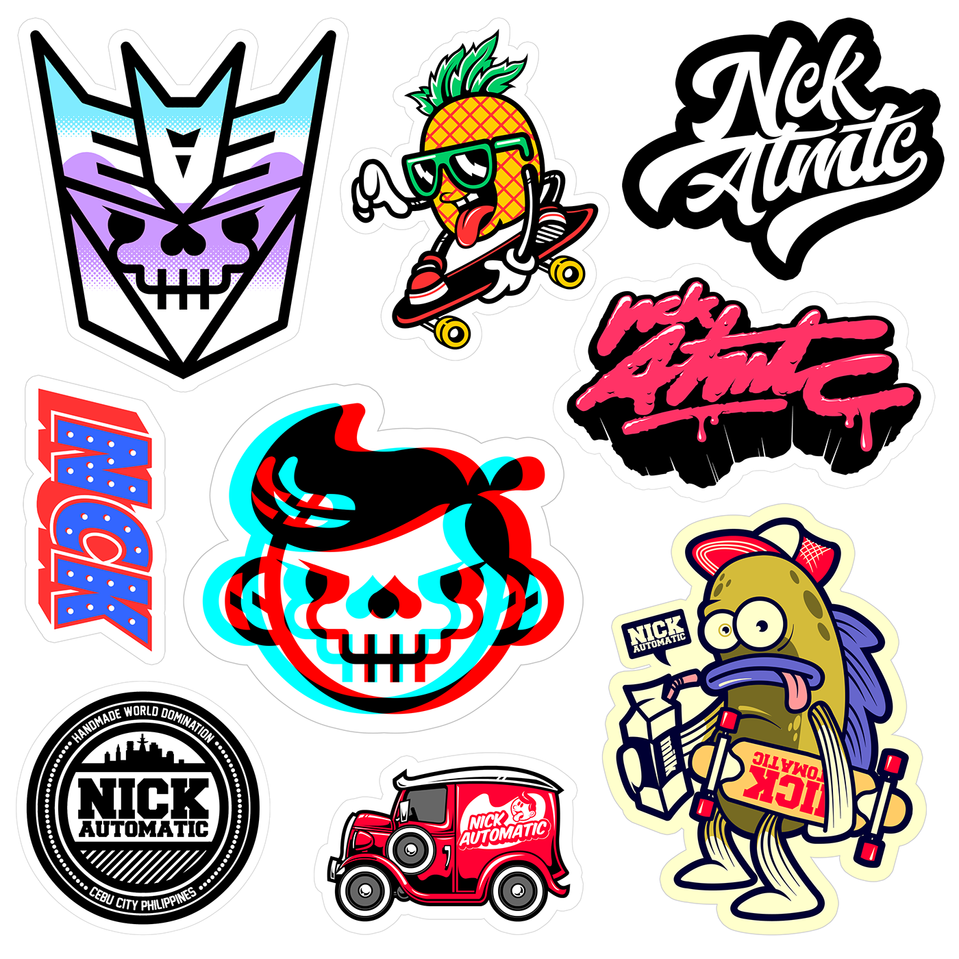 Nick Automatic Clothing Co.,nick automatic,stickers,Cartoons,sticker packs,...