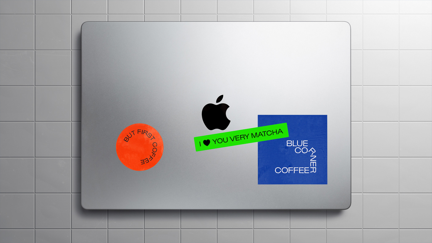 Mac Book Pro with branding stickers