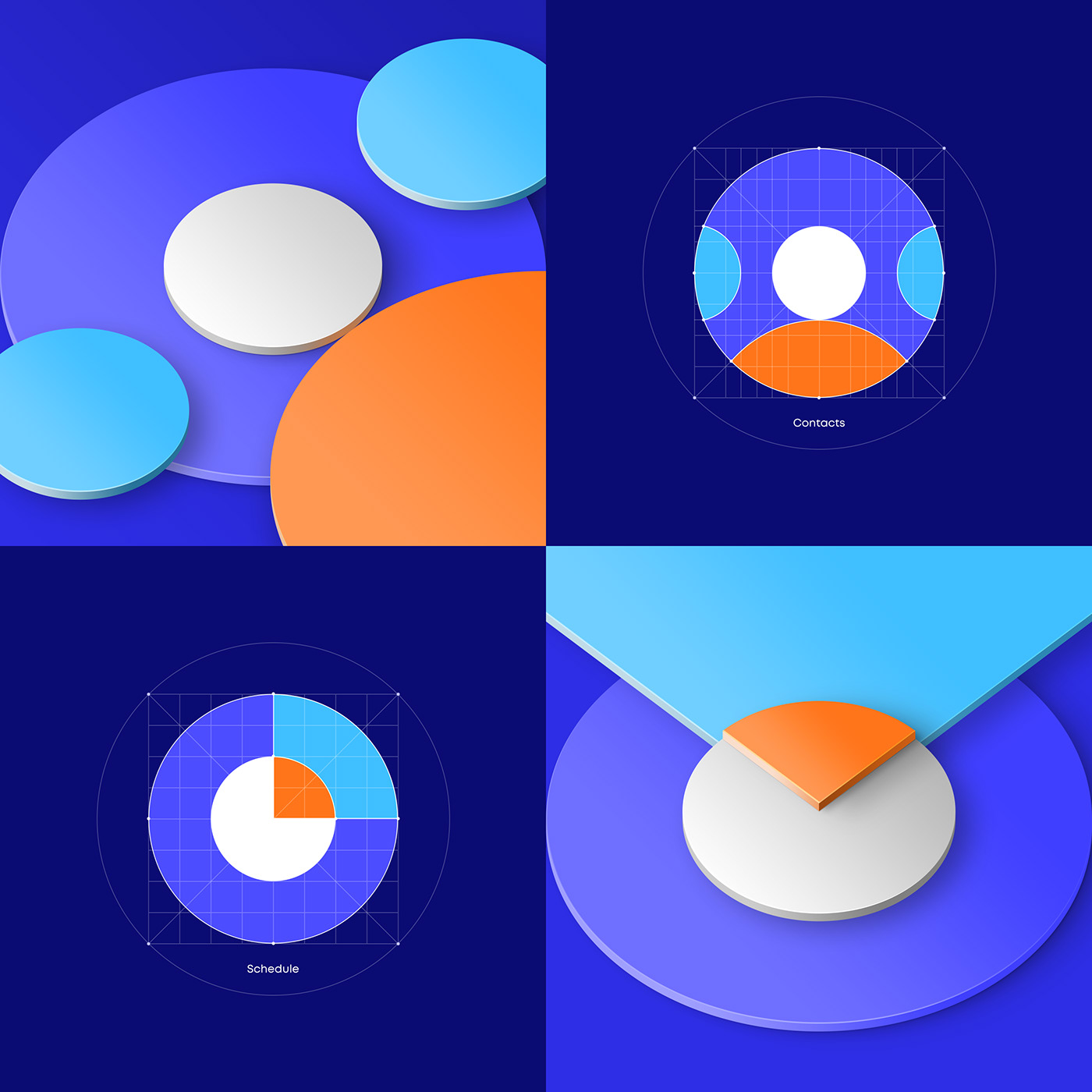icons ILLUSTRATION  symbol simple clever orange blue minimal grotesque geometric