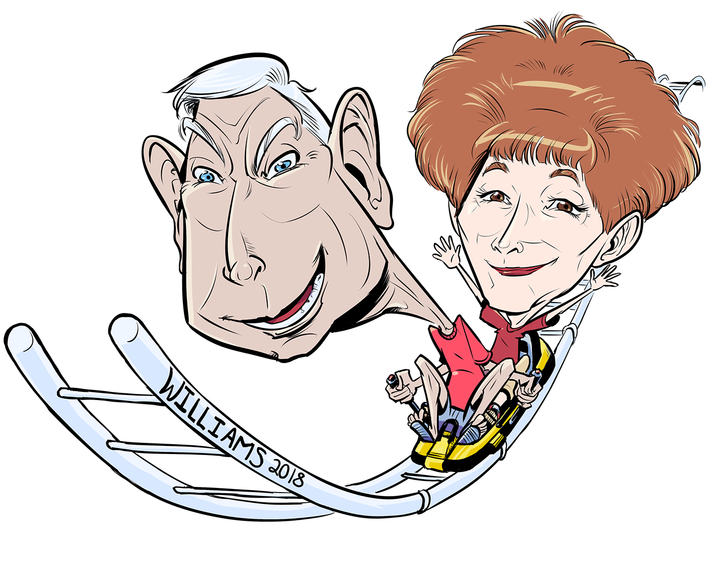 caricature   cartoon coaster anniversary luge